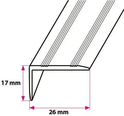 Vinkelprofil, 26x17 mm. uden huller