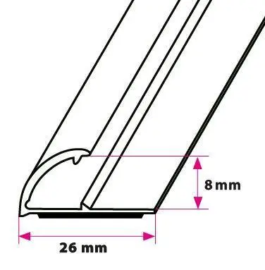 Klemmeprofil, 8 mm. mat alu. Selvklæbende 