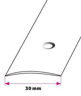 Overgangsprofil, 30 mm. buet glat mat alu. Midthullet 