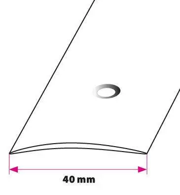 Overgangsprofil, 40 mm. buet glat mat alu. Midthullet 
