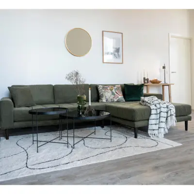 Lido Lounge Sofa - Sofa højrevendt i olivengrøn med fire puder