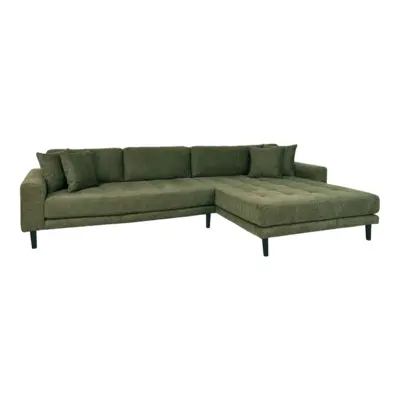 Lido Lounge Sofa - Sofa højrevendt i olivengrøn med fire puder