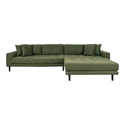 Lido Lounge Sofa - Sofa højrevendt i olivengrøn med fire puder