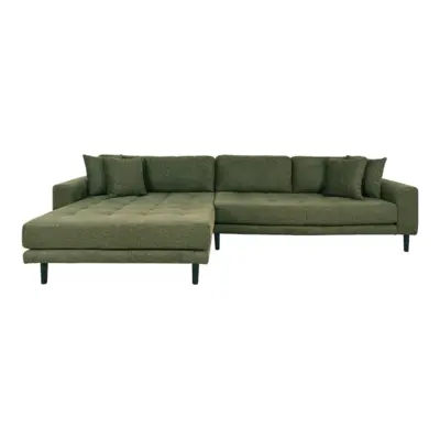 Lido Lounge Sofa - Sofa venstrevendt i olivengrøn med fire puder
