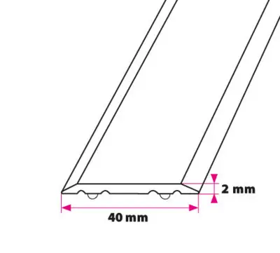Overgangsprofil, 40 x 2 mm. flad selvklæbende 