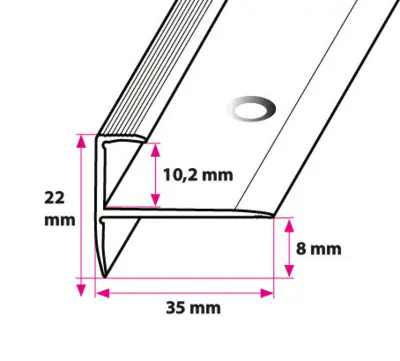 Trappeafslutning, 10,2 mm. midthullet 