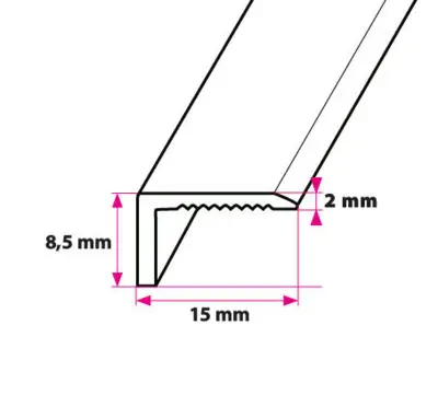 Vinkelprofil, 15x8,5 mm. u/huller