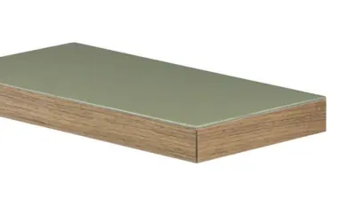 Horn linoleumsbordplade med træ forkant - 4184 Olive