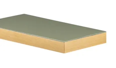 Horn linoleumsbordplade med træ forkant - 4184 Olive
