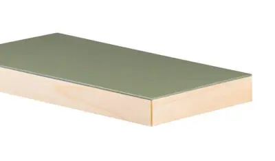 Horn linoleumsbordplade med træ forkant - 4184 Olive