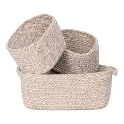 Teixo, kurve i beige bomuld. Sæt á 3 stk.
