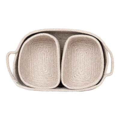 Teixo, kurve i beige bomuld. Sæt á 3 stk.