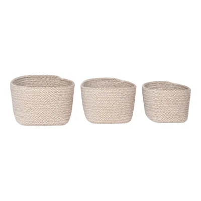 Cadima, kurv i beige bomuld. Sæt á 3 stk.