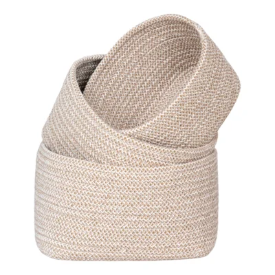 Cadima, kurv i beige bomuld. Sæt á 3 stk.