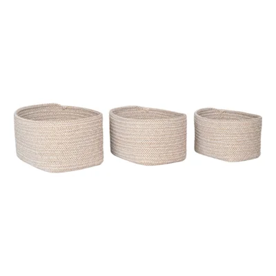 Cadima, kurv i beige bomuld. Sæt á 3 stk.