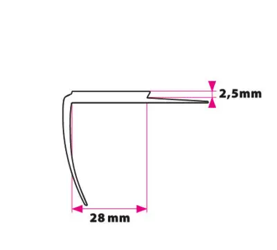 Gummi trappeforkant 36x28 mm. 