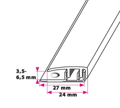 Afslutningsprofil, 3,5-6,5 mm. til dørtrin LVT 