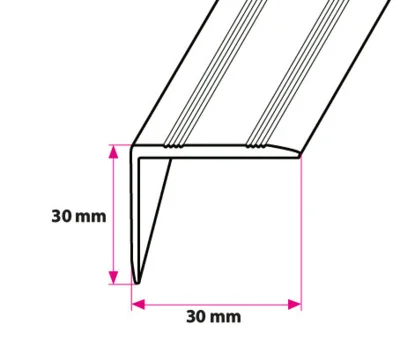 Vinkelprofil, 30x30 mm. uden huller