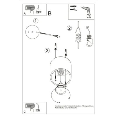 Loftslampe ORBIS 1 sort
