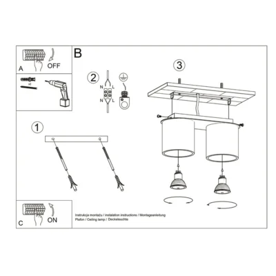 Loftslampe ORBIS 2 grå