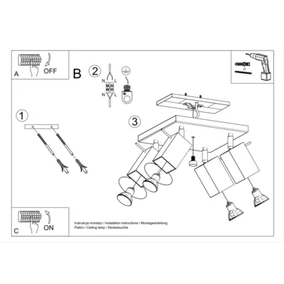Loftslampe MERIDA 4 sort