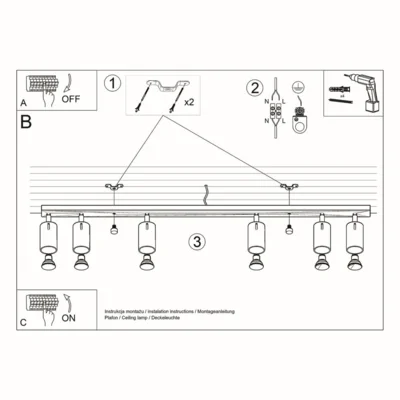Loftslampe RING 6L sort