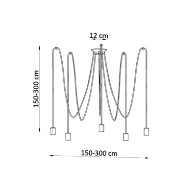 Lysekrone EDISON 5 sort