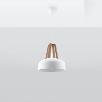Hængelampe CASCO hvid/naturlig træ