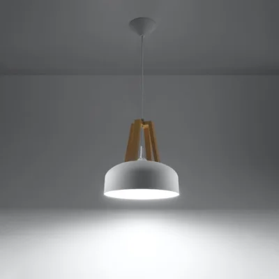 Hængelampe CASCO hvid/naturlig træ