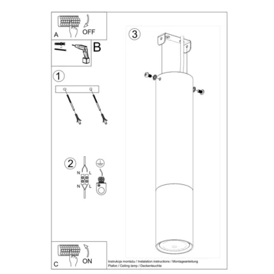 Loftlampe LOOPEZ sort/chrom