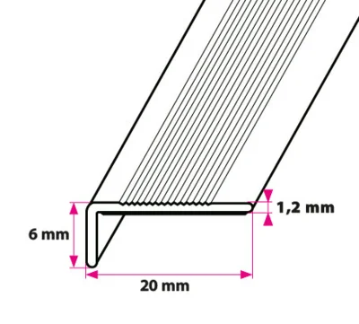 Vinkelprofil, 20x6 mm. selvklæbende