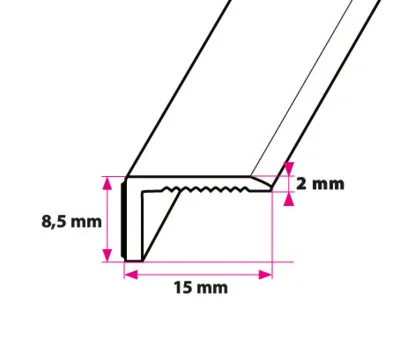 Vinkelprofil, 15x8,5 mm. selvklæbende