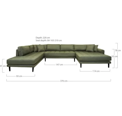 Lido U-Sofa Åben Ende, højrevendt
