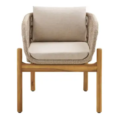 Terracina Spisebordsstol akacietræ med beige hynde