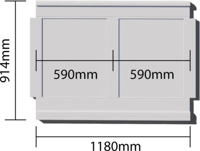 1180 x 914 mm.