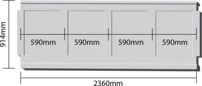 2360 x 914 mm.