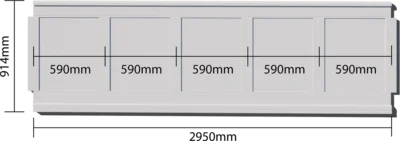 2950 x 914 mm.