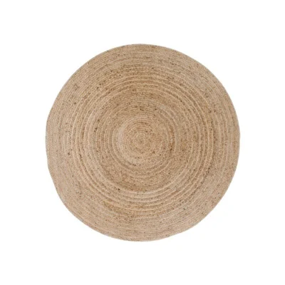 Bombay, rundt tæppe i flettet natur jute - Ø90 cm.