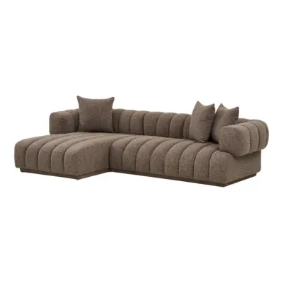 Aurora Loungesofa, Brun og venstrevendt med 3 puder