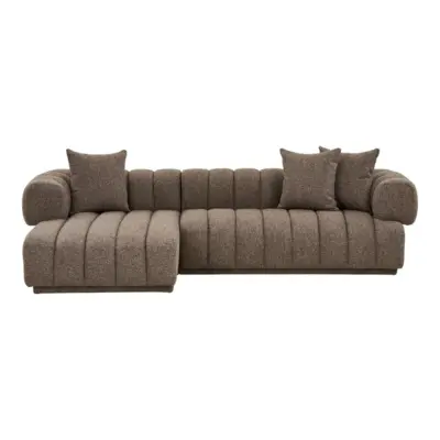 Aurora Loungesofa, Brun og venstrevendt med 3 puder