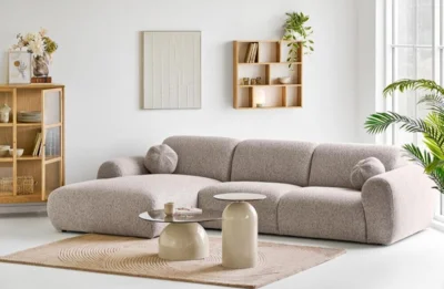 Clyde Loungesofa, Sten-grå højrevendt og med 2 puder