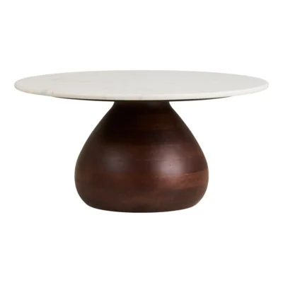 Heide Sofabord, Mango træ og marmor - 35 cm.