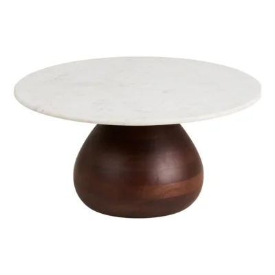 Heide Sofabord, Mango træ og marmor - 35 cm.