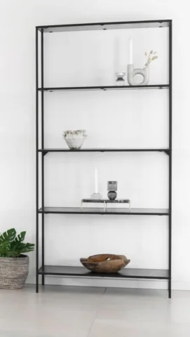Vita Reol med 5 hylder, sort metal