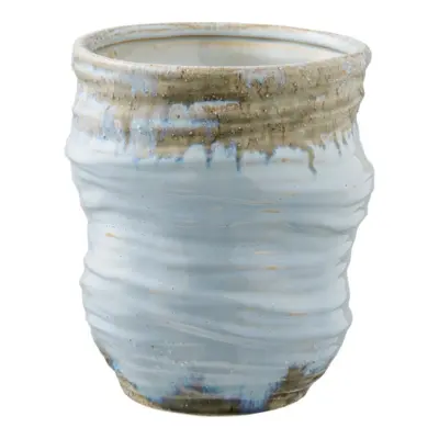 Mundblæst vase i lyseblåt glas