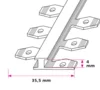4 mm. Bøjelig Afslutningsprofil - midthullet 