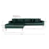 Lido Lounge Sofa - Sofa venstrevendt i mørkegrøn velour