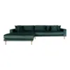 Lido Lounge Sofa - Sofa venstrevendt i mørkegrøn velour