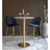 Bolzano Barbord med top i hvidt-marmor-look, messing stel