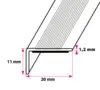 Vinkelprofil, 20x11 mm. med tyk tape under 